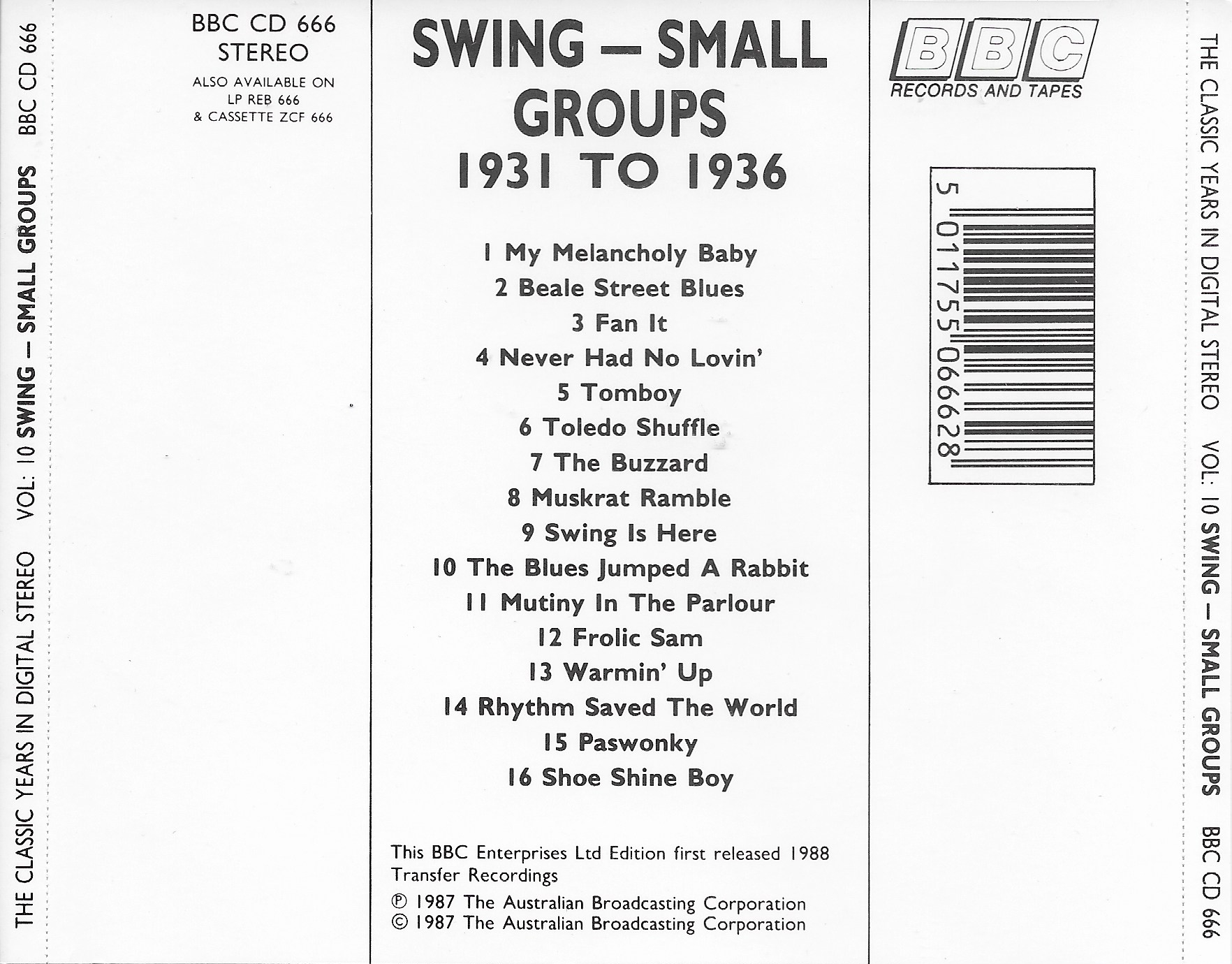 Picture of BBCCD666 Classic years - Volume 10, Swing small groups by artist Various from the BBC records and Tapes library